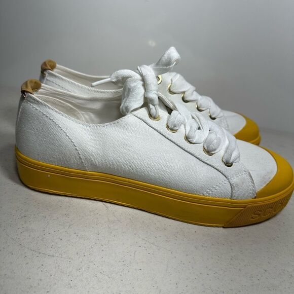 Scotch and Soda Platform Canvas Sneakers Yellow Women's Size 10 - Picture 2 of 8